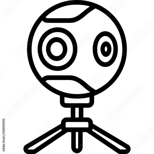 360-degree camera outline icon vector