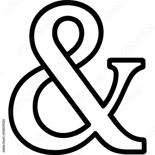 Ampersand sign outline icon vector