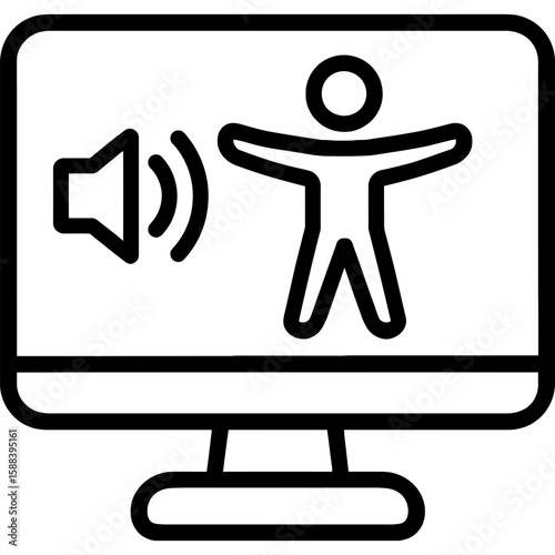 Assistive technology computer accessibility outline icon vector