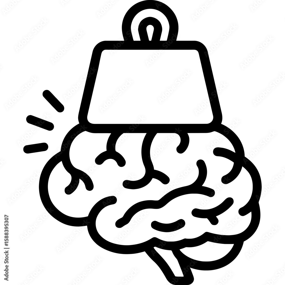 Cognitive load brain weight heavy outline icon vector Cognitive load brain weight heavy outline icon vector