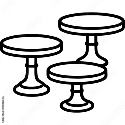 Vintage cake stands outline icon vector