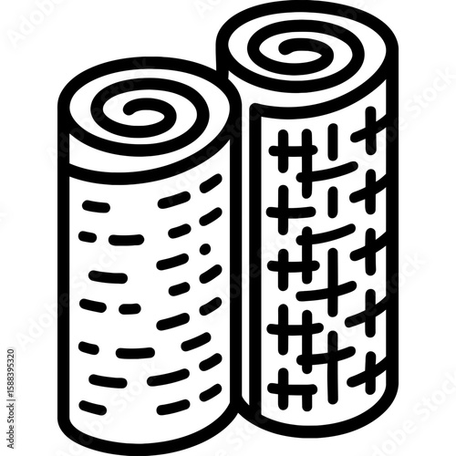 Burlap fabric rolls outline vector
