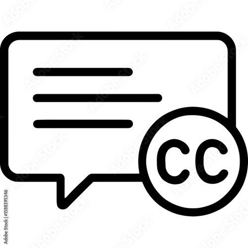 Closed captions accessibility symbol outline icon vector