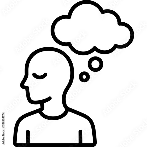 Daydreaming drift cloud thoughts outline icon vector