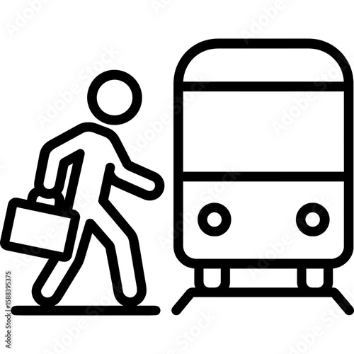 Commuting to work with briefcase outline icon vector