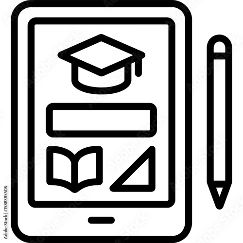 Digital learning tablet outline icon vector