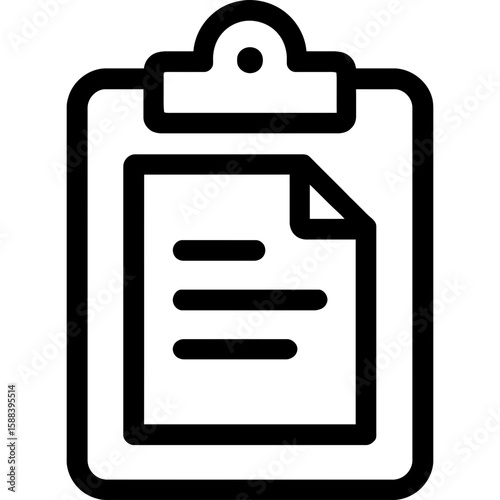 Clipboard with document paste action outline icon vector