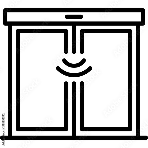 Automatic door with motion sensor outline icon vector
