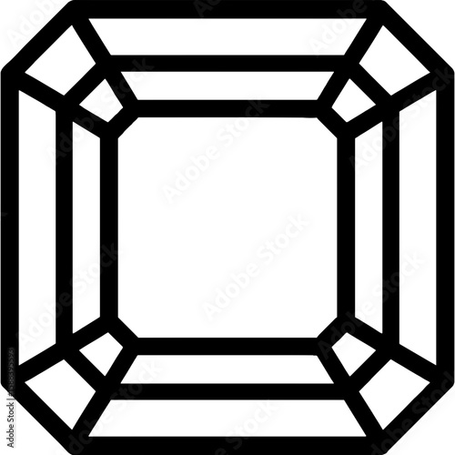 Emerald gem square cut outline icon vector