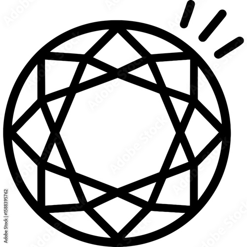 Garnet gem round brilliant outline icon vector