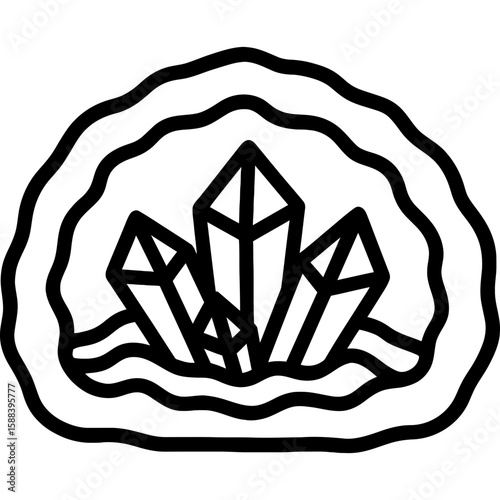 Geode cross section outline icon vector