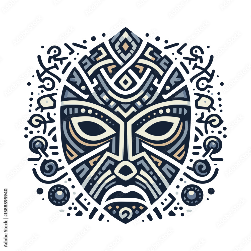 Obraz premium A tribal mask showing unity, interlocking patterns