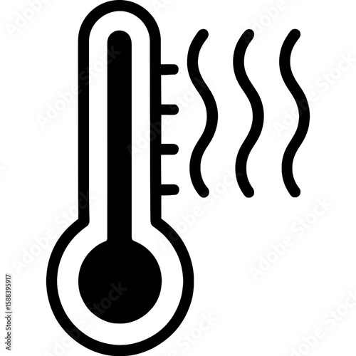 Hot temperature thermometer outline icon vector