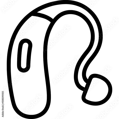 Hearing aid device outline icon vector