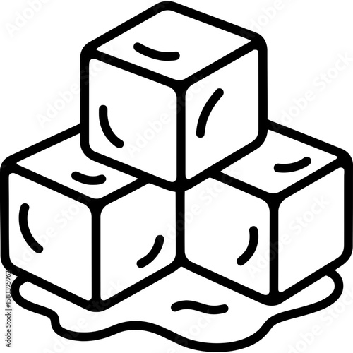 Acrylic ice cubes outline icon vector