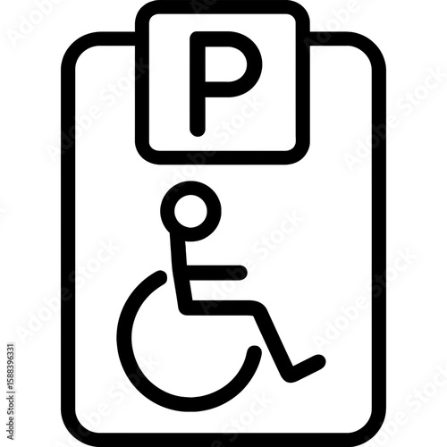 Accessible parking space with wheelchair symbol outline icon vector