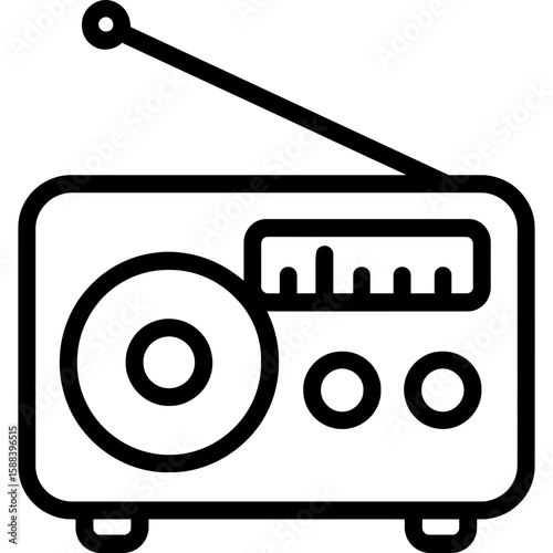 Radio with antenna outline icon vector