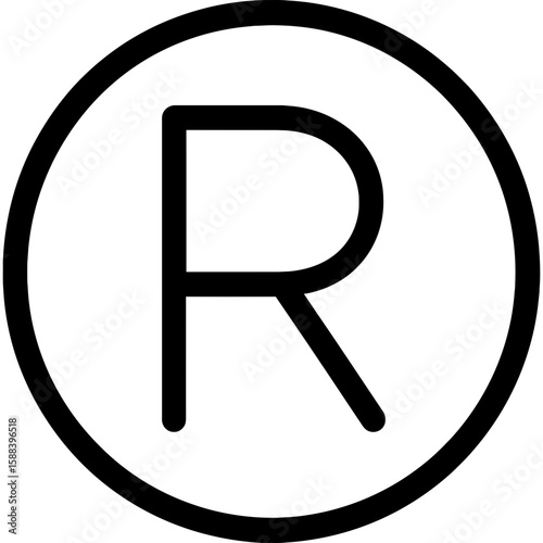 Registered trademark symbol outline icon vector