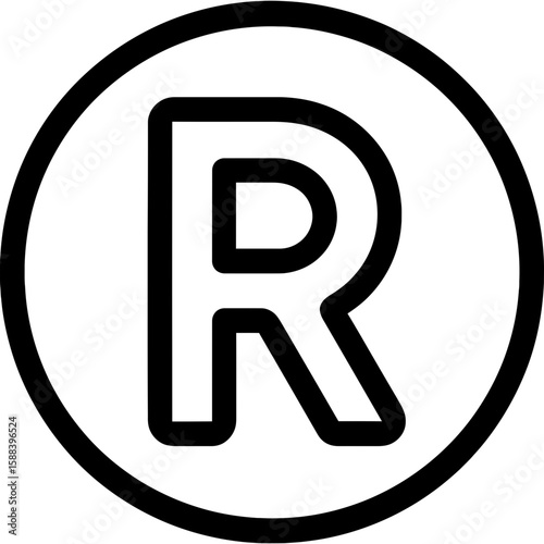 Registered trademark symbol outline icon vector