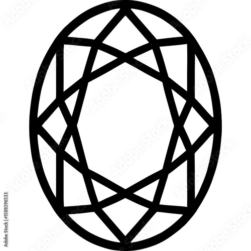 Ruby gemstone oval shape outline icon vector