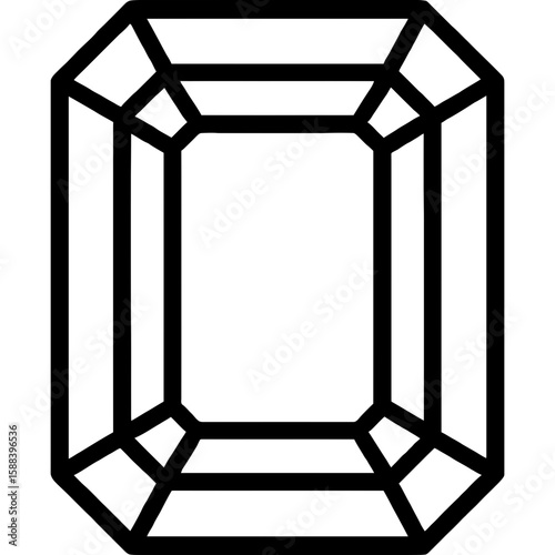 Sapphire gem emerald cut outline icon vector