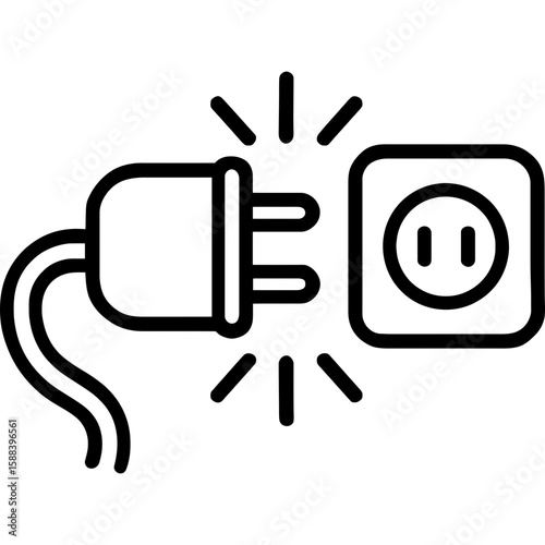 Disconnected electrical plug outline icon vector