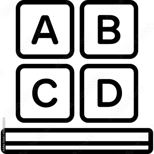 Spelling tiles set outline icon vector