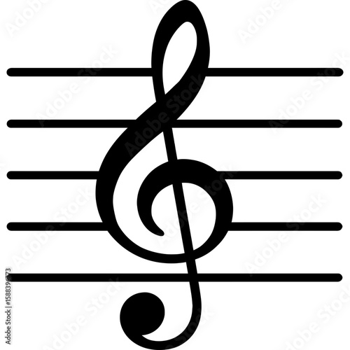 Treble clef symbol outline icon vector