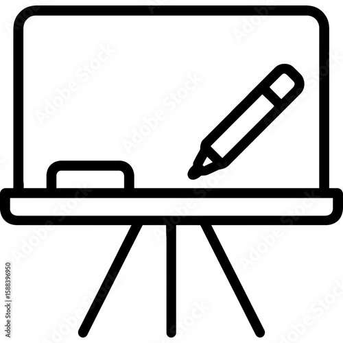 Whiteboard with marker outline icon vector