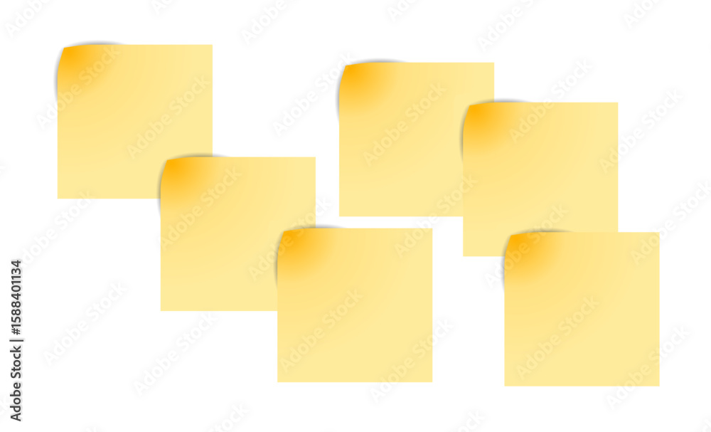 Fototapeta premium Set of Yellow Sticky Notes on White Background