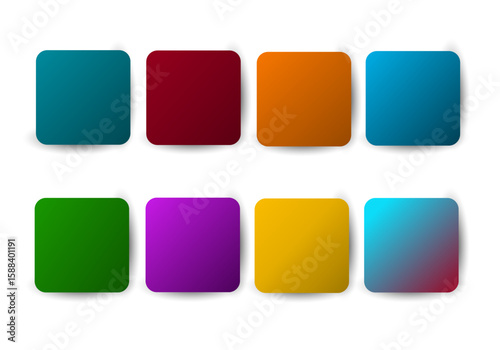 Set of Colorful Rounded Squares – UI Elements or Color Palette