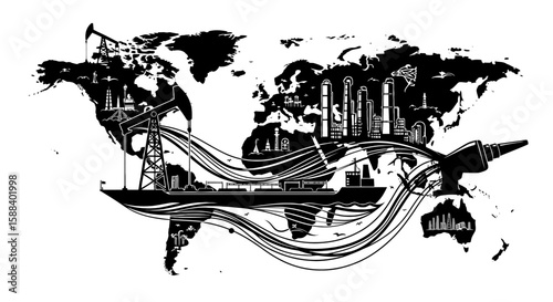 Explore the stark silhouette of the oil and gas industry, symbolizing energy production, industrial landscapes, and the complex challenges of resource extraction.