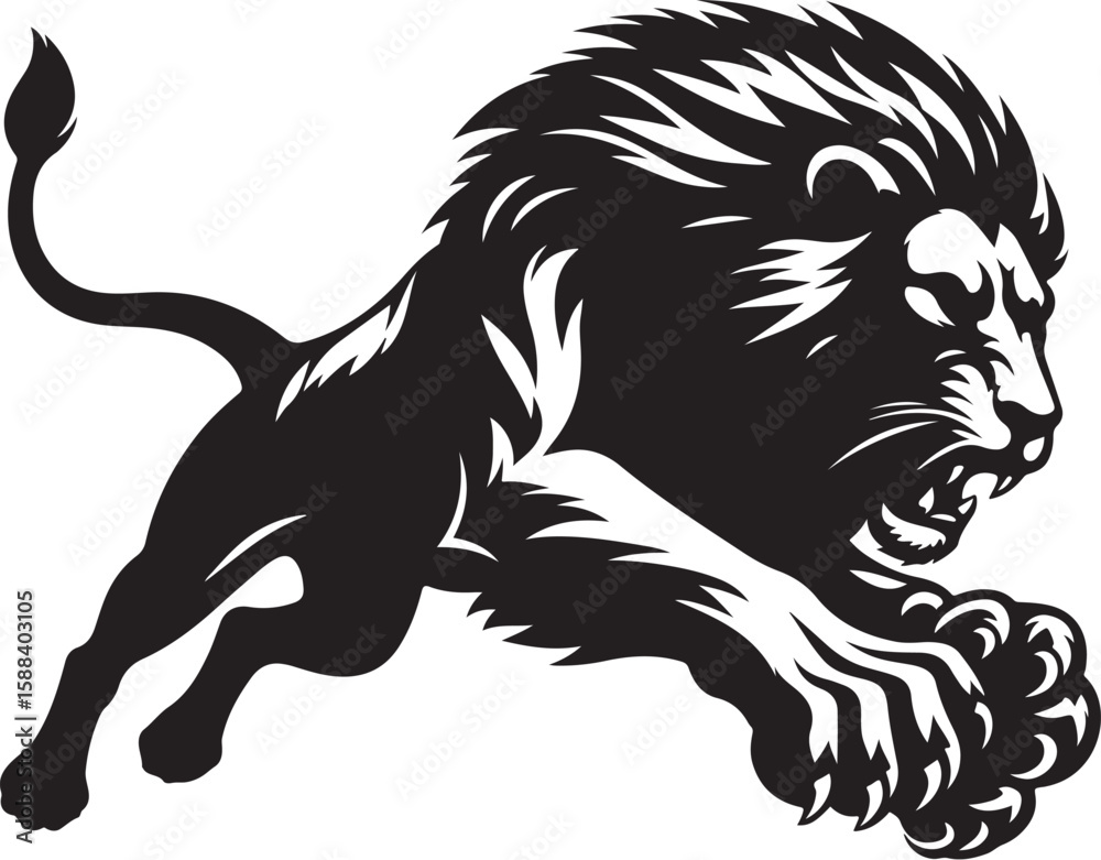 Obraz premium Lion Vector – Clean Black and White Design
