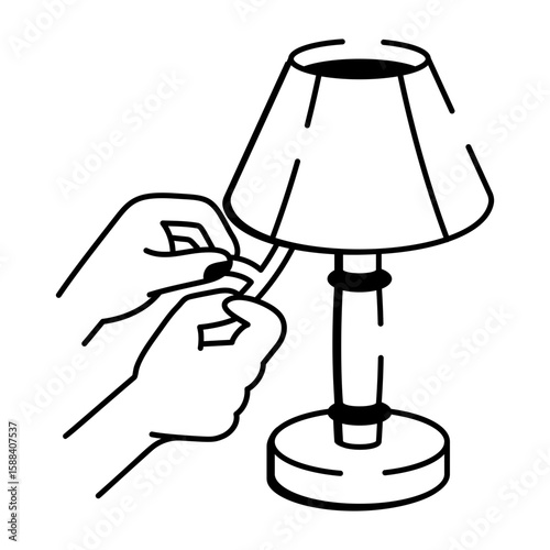A hand drawn style icon showing fixing lamp
