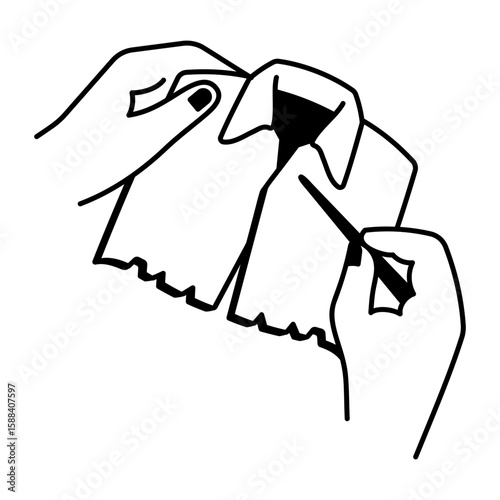 A doodle style icon showing sewing shirt
