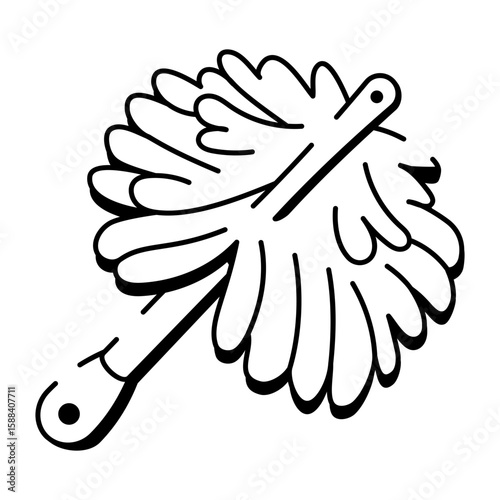 A doodle style icon showing feather duster
