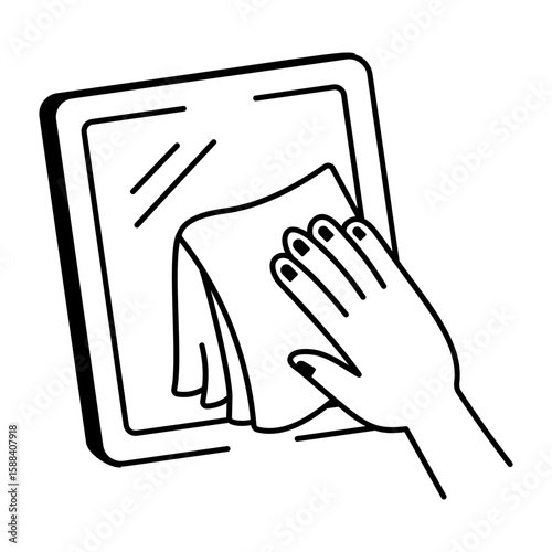 A sketchy style icon representing wiping mirror
