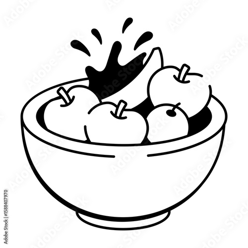 A doodle style icon showing washing fruit


