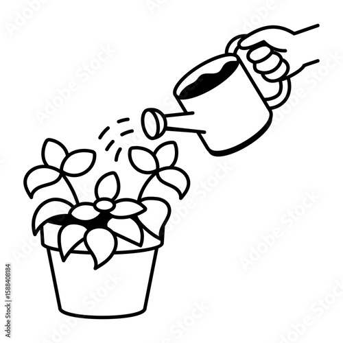 A hand drawn style icon showing planting
