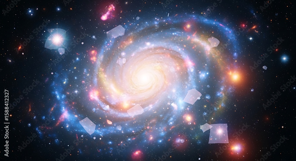 Fototapeta premium Spectacular spiral galaxy showcasing interstellar dust clouds and brilliant stars