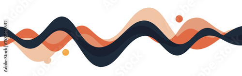 Abstract wavy shapes in warm colors, modern design illustration, artistic concept, copy space

