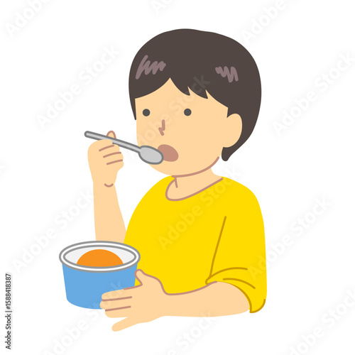 アイスを食べる子供イラスト