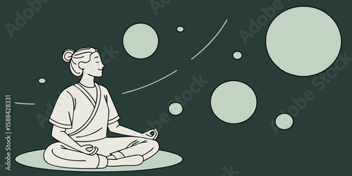 An image floral, nature, pattern capturing inner peace and balance in green background vector illustration.