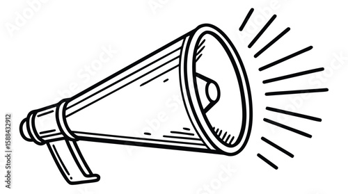 Hand Drawn Megaphone Vector Illustration for Announcements and Alerts