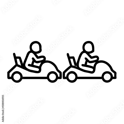 Two kids racing go-karts in a playful competition  