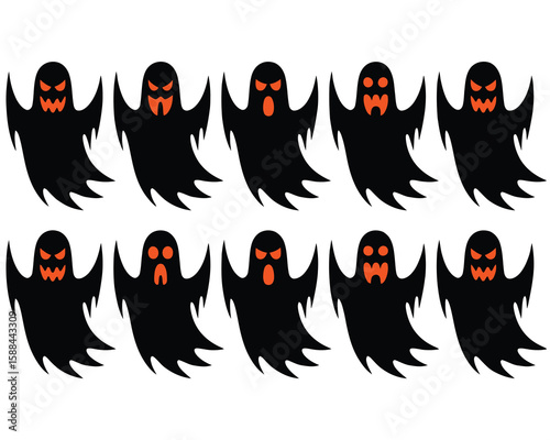 Ghost Halloween silhouette set with spooky vector designs


