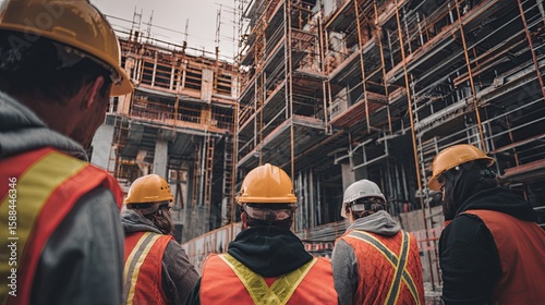 Construction Workers Inspecting Building Site