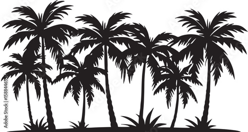 Tropical palm tree silhouettes against a summer sky, perfect for a beach vacation design