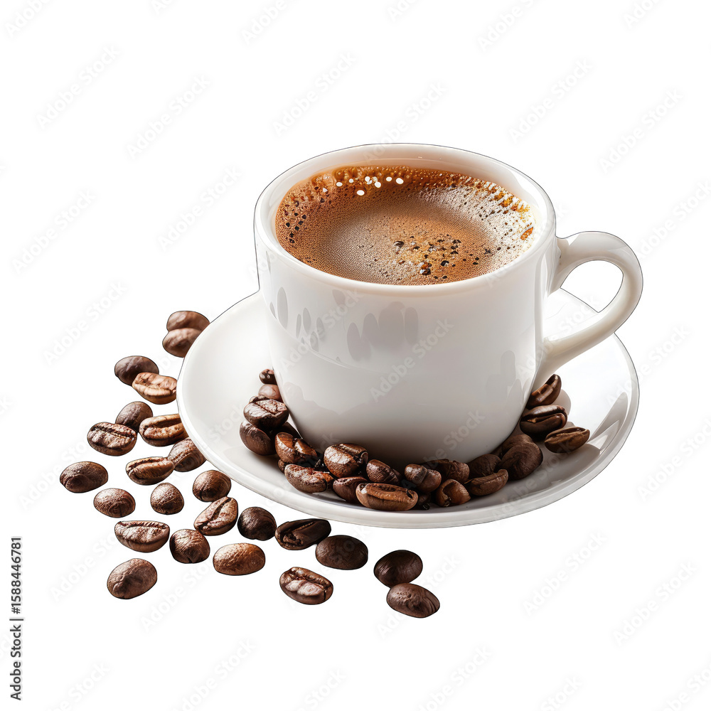 Fototapeta premium Aromatic coffee in a white cup