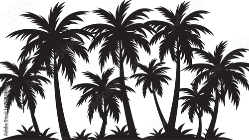 Tropical palm tree silhouettes against a vibrant sky evoke a serene beach summer vacation